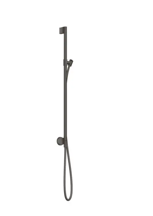 Brausestange mit Wandanschluss und Brauseschlauch, in Brushed Black Chrome, von AXOR, vertikal montiert, mit einfacher Formensprache und funktionalem Design.